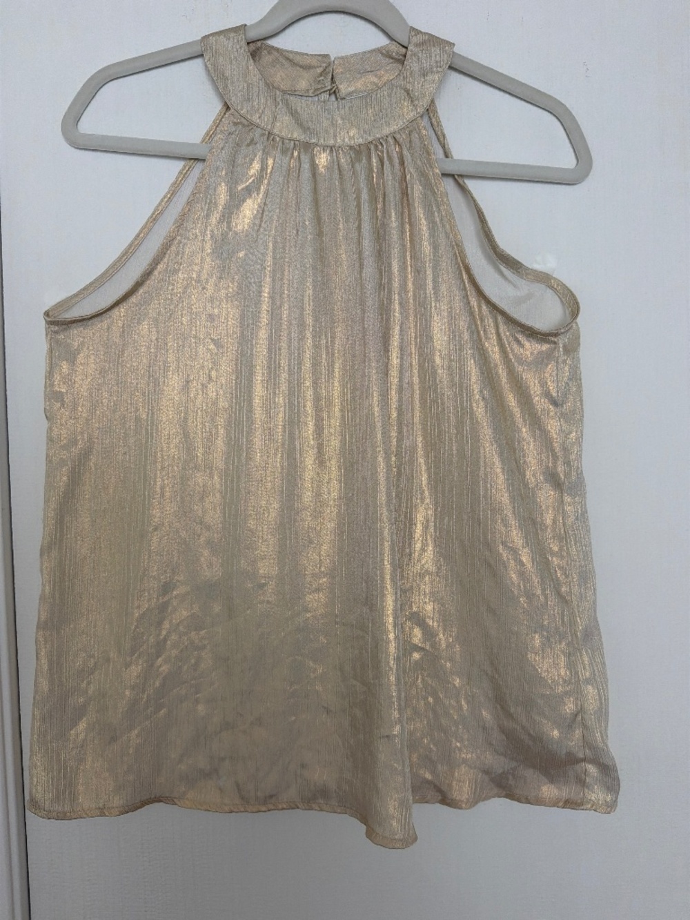 New York & Company Gold Metallic Halter Top Size Small NWT
